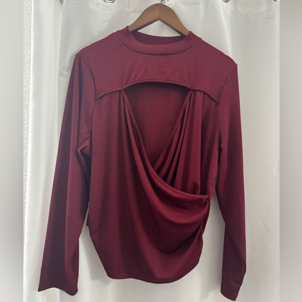 Elegant Burgundy Drape Top